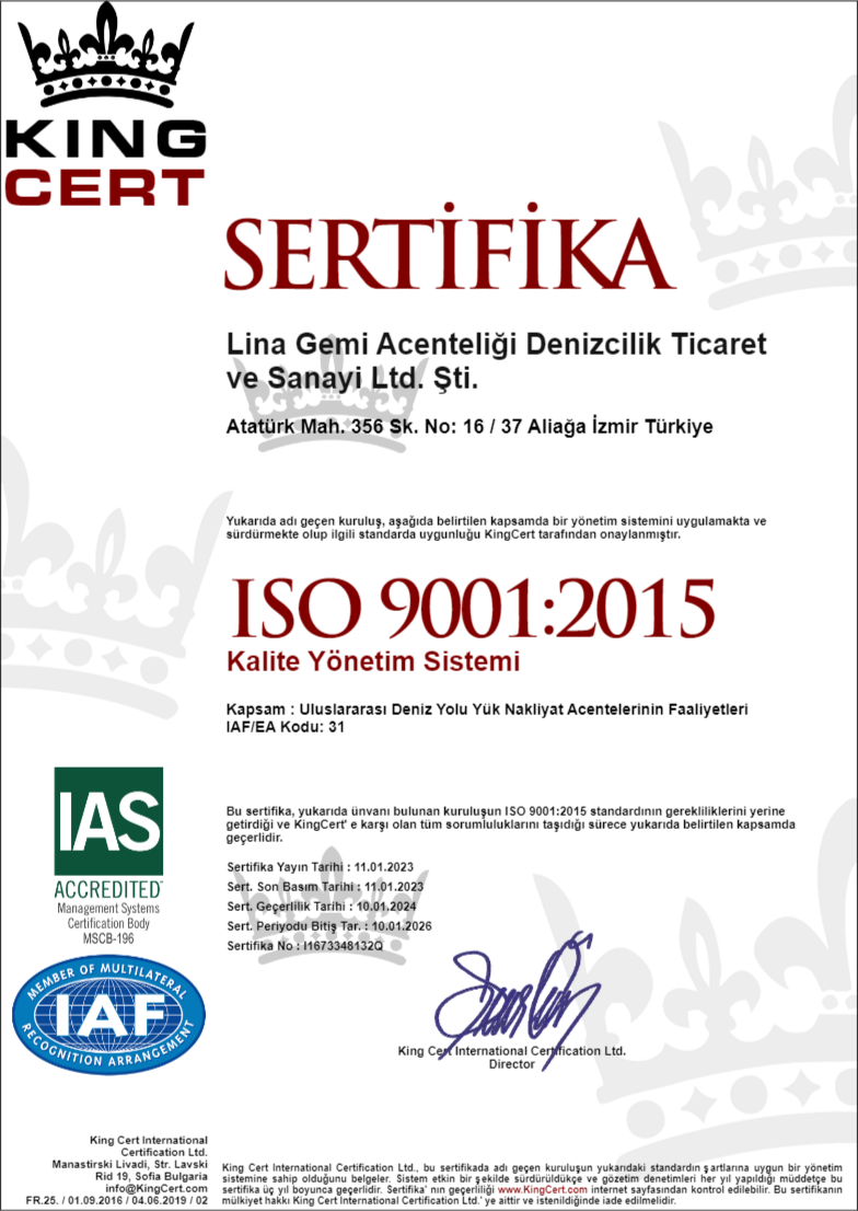 KING CERT SERTİFİKA ISO 9001:2015